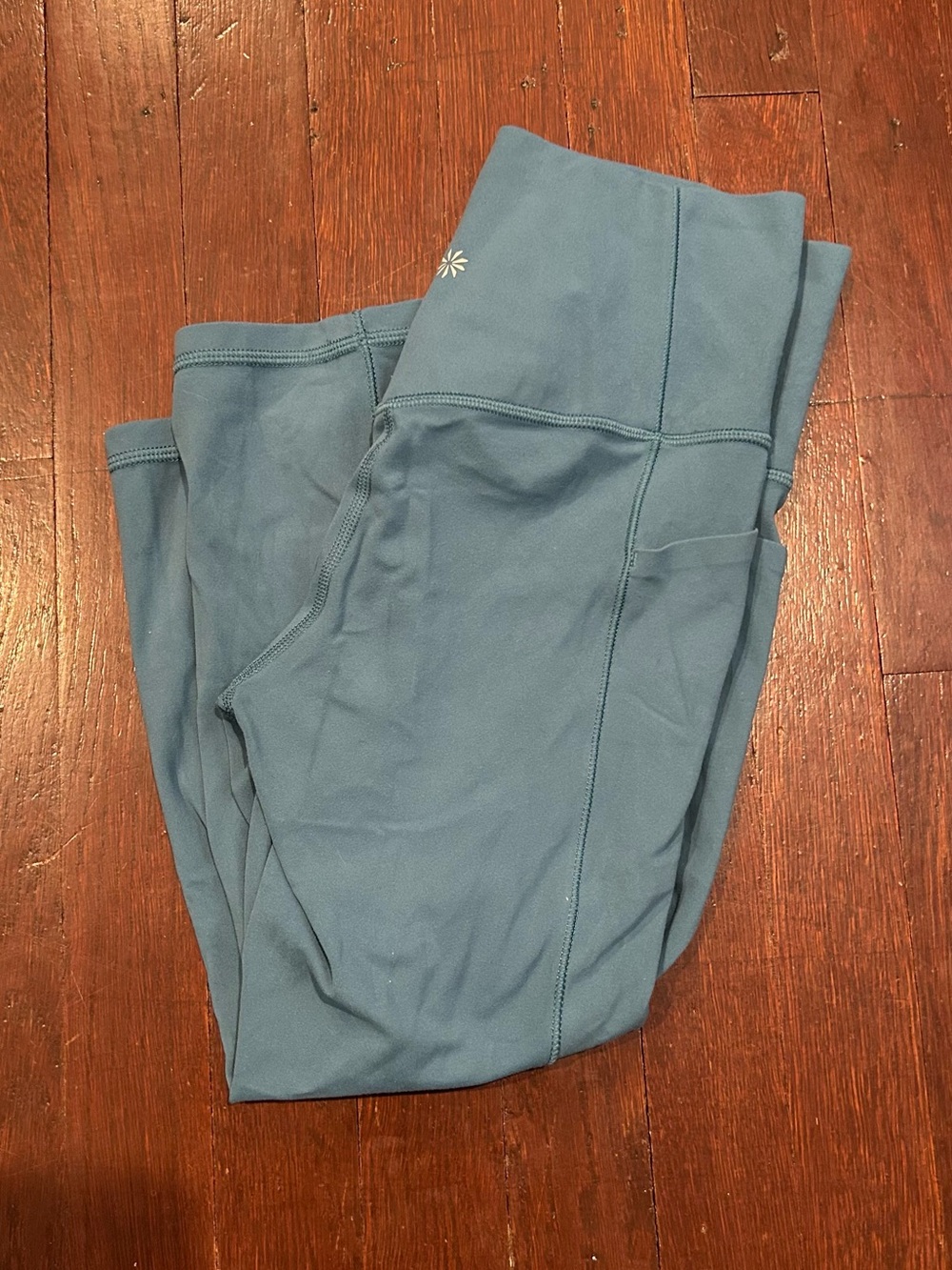 Athleta Blue-Gray Performance Leggings with Side Pocket